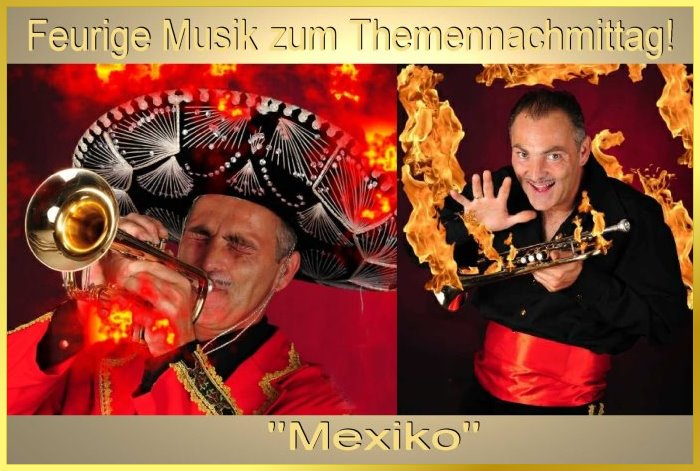 Trompeter im Mexiko Kost�m.